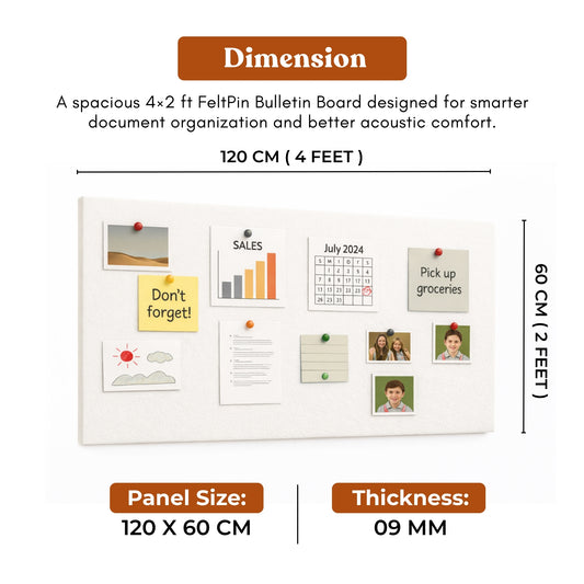 FeltPin Bulletin Board 120x60cm | White