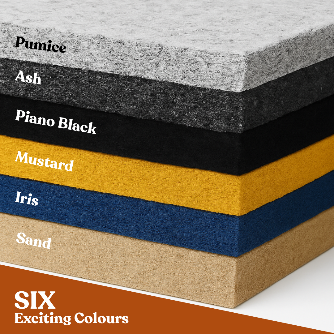 MMT Acoustix® FeltPin 8 Pcs Premium Felt Bulletin Boards for Office, Home & School | Felt Notice Board for Message, Notes, Calendar and Wall Decoration | 30x30cm, Pumice