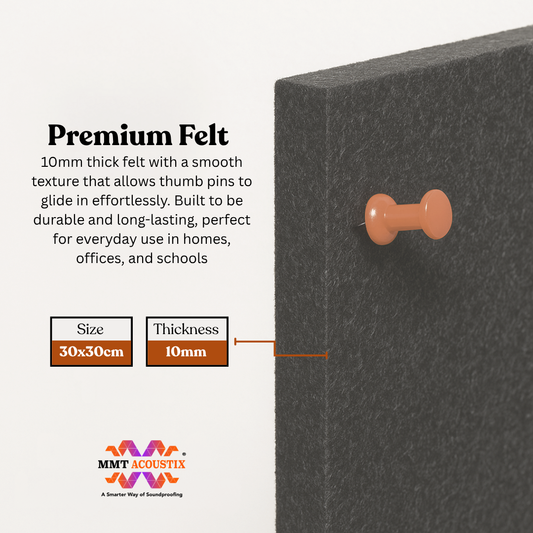 FeltPin Bulletin Board 30x30cm | Ash | 8 Pcs