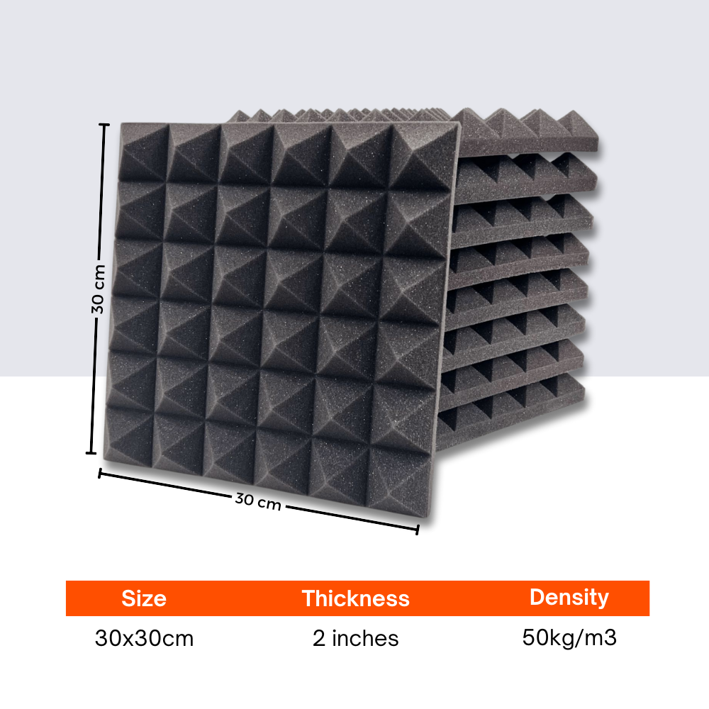 Pyramid Acoustic Foam 2”, 1x1 Ft, Wine