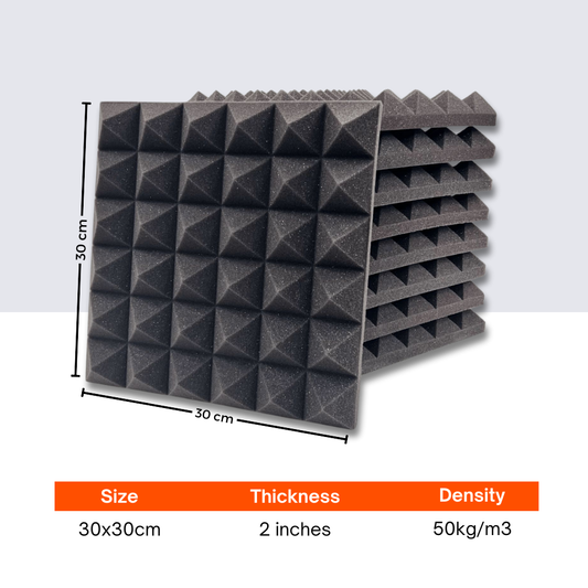 Pyramid Acoustic Foam 2”, 1x1 Ft, Wine