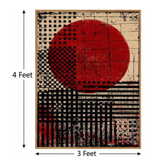 Crimson Grid – Luxury Canvas Felt Acoustic Panel (4 X 3)