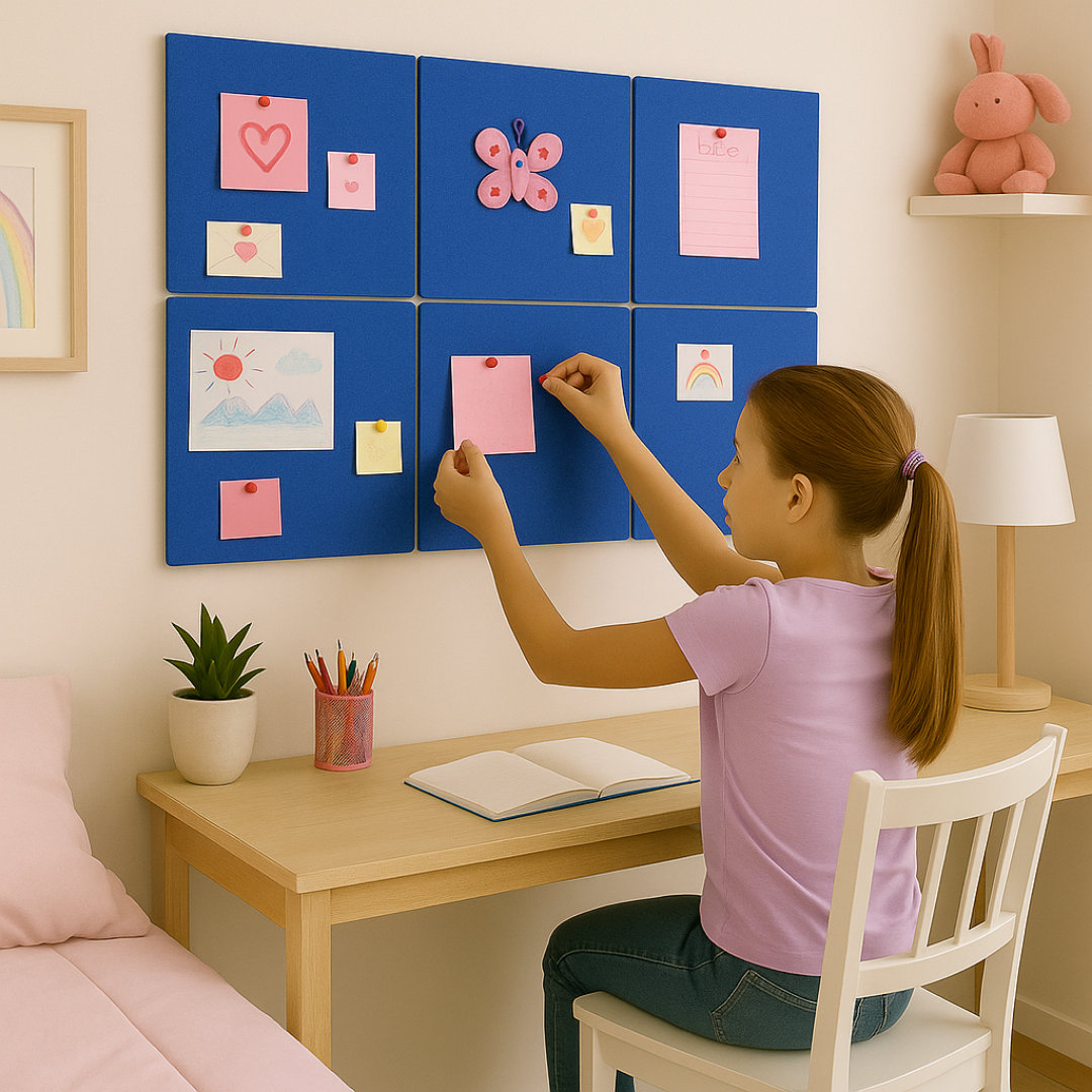 MMT Acoustix® FeltPin 8 Pcs Premium Felt Bulletin Boards for Office, Home & School | Felt Notice Board for Message, Notes, Calendar and Wall Decoration | 30x30cm, Iris