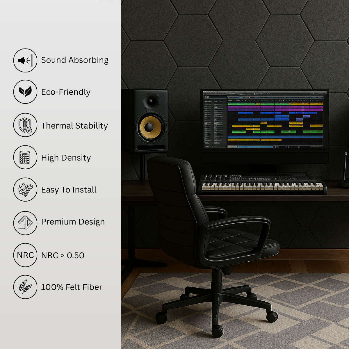 HexaFelt Bevelled Acoustic Panels | Ash