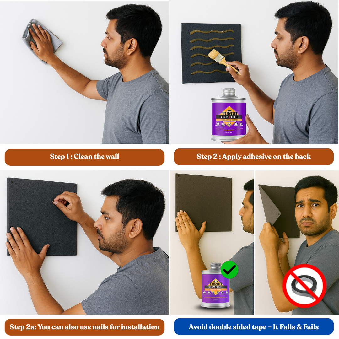 MMT Acoustix® FeltPin 8 Pcs Premium Felt Bulletin Boards for Office, Home & School | Felt Notice Board for Message, Notes, Calendar and Wall Decoration | 30x30cm, Iris