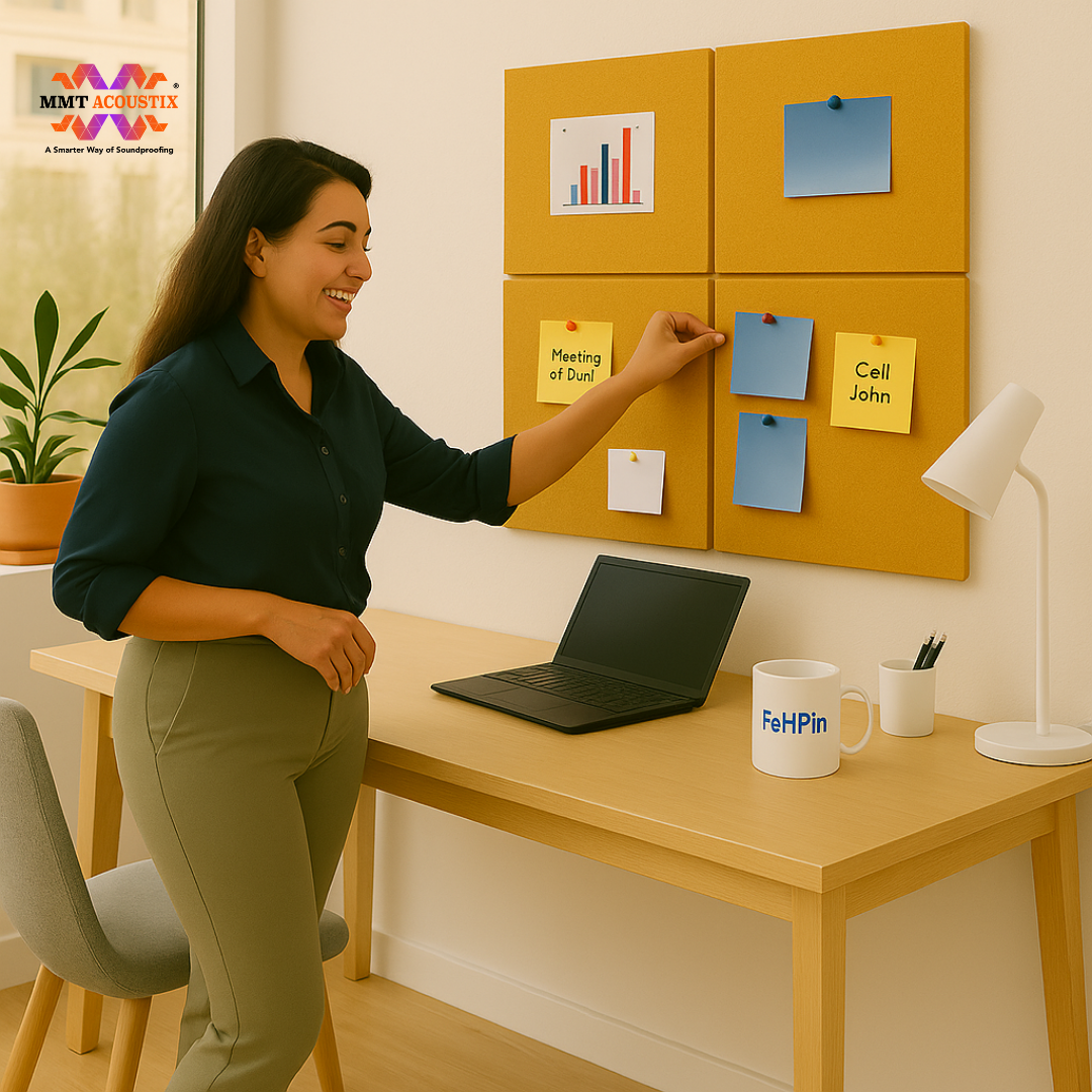 MMT Acoustix® FeltPin 8 Pcs Premium Felt Bulletin Boards for Office, Home & School | Felt Notice Board for Message, Notes, Calendar and Wall Decoration | 30x30cm, Mustard