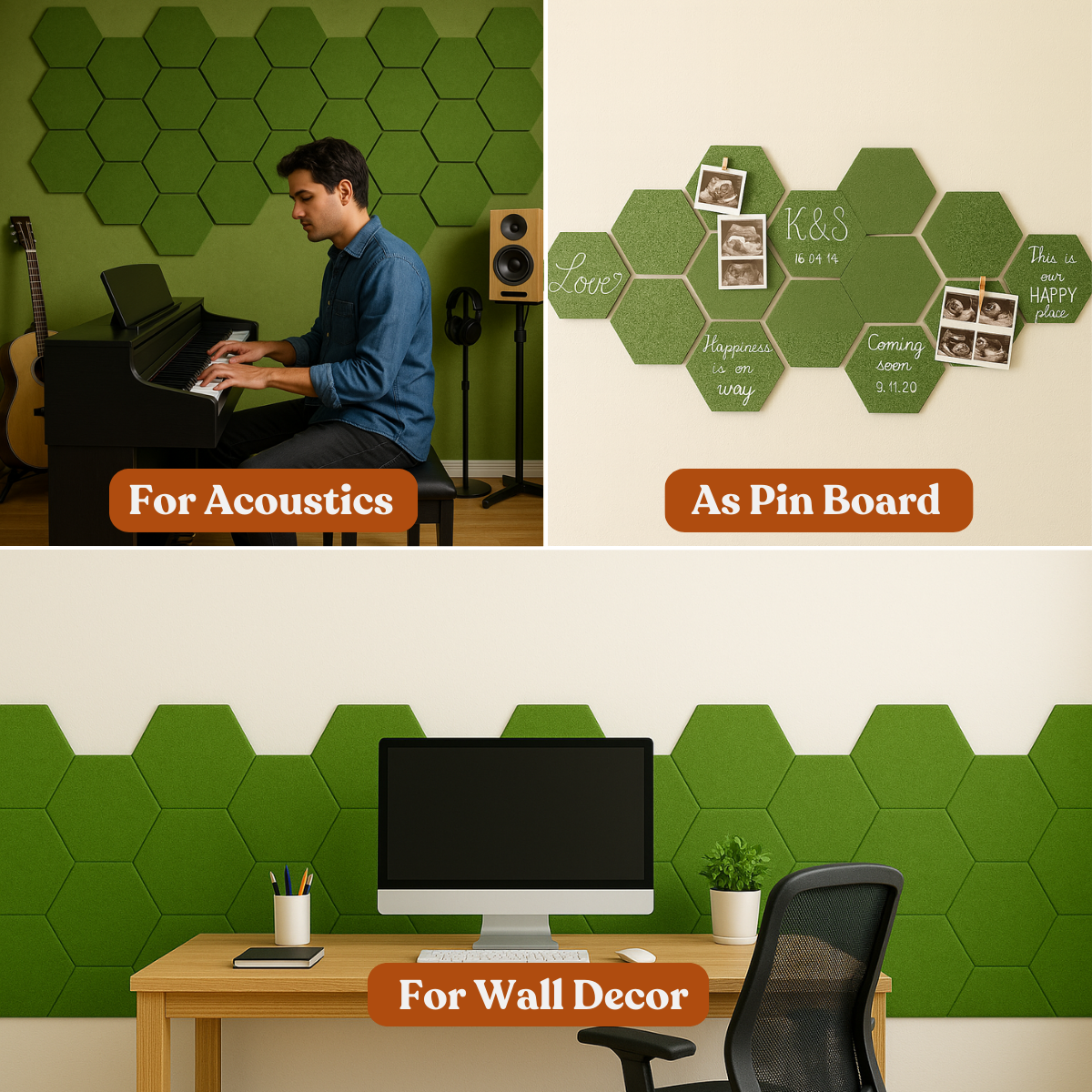 HexaFelt Bevelled Acoustic Panels | Olive
