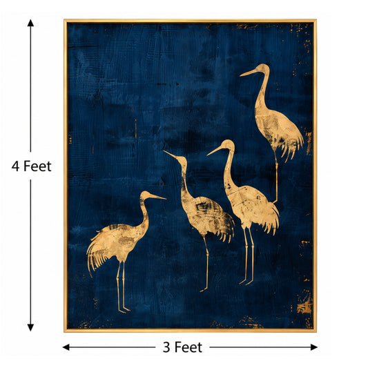 Azure Crane Symphony – Designer Canvas Felt Acoustic Wall Panel (4 X 3)