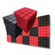 Turbo Acoustic Foam 1x1 ft, Charcoal + Flame Red
