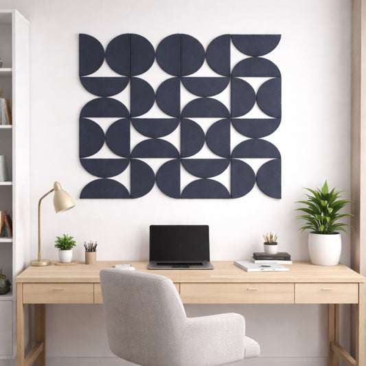 Semi-Circle Felt Acoustic Panels 48”x48” | Ash | 32 Pcs