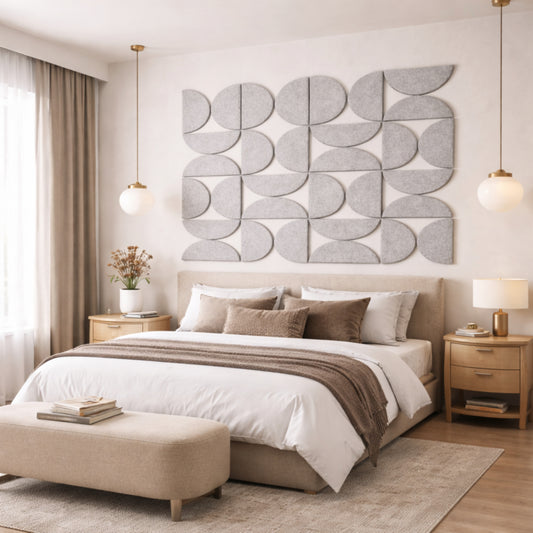 Semi-Circle Felt Acoustic Panels 48”x48” | Pumice | 32 Pcs