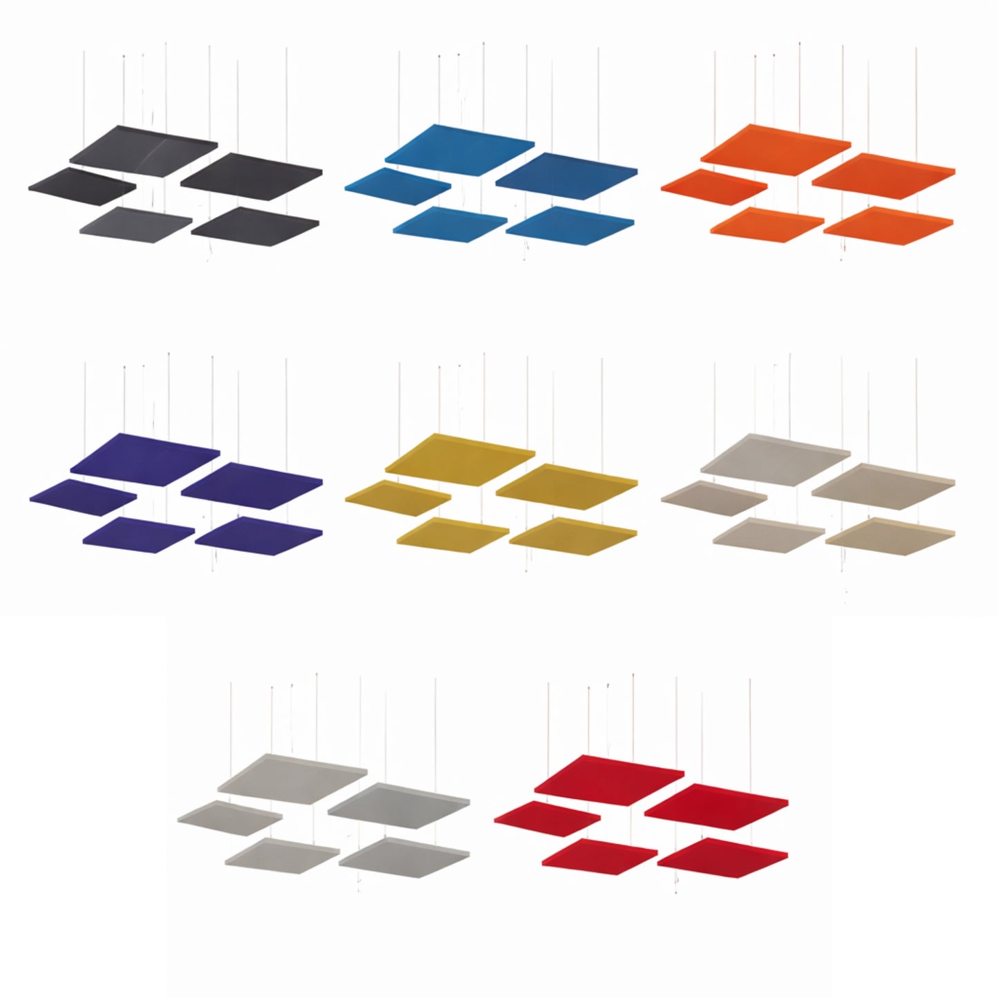 Acoustic Ceiling Clouds, Square, 8 pcs