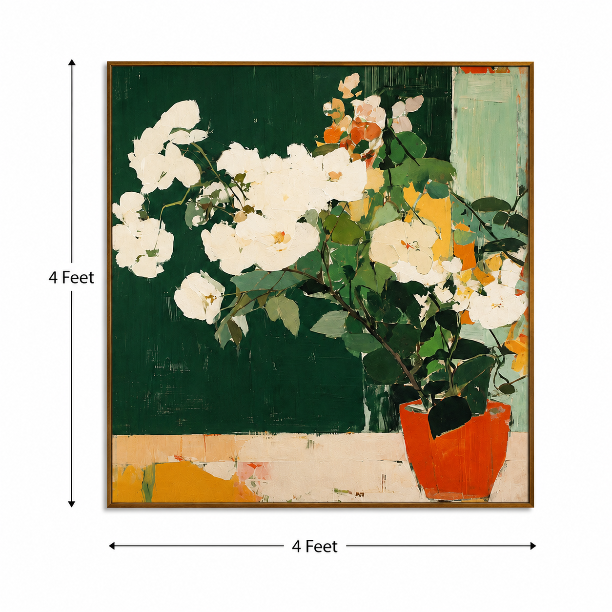 Emerald Bloom – Printed Canvas Felt Acoustic Panel (4 X 4)