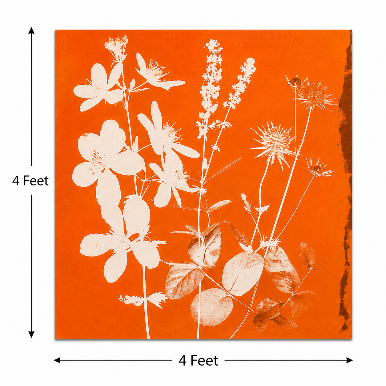 Amber Botanical Glow – Printed Canvas Felt Acoustic Panel (4 x 4)