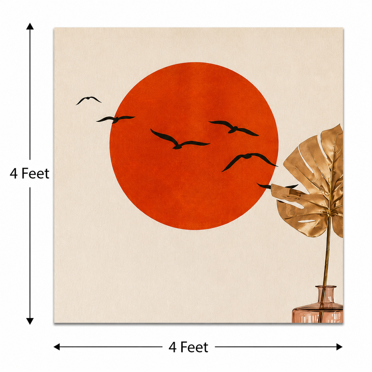 Crimson Horizon – Printed Canvas Felt Acoustic Panel (4 x 4)