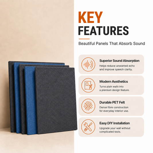 Felt PET Acoustic Panel | Office & Home Acoustics | Silver Sky