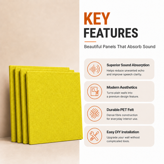 Felt PET Acoustic Panel | Office & Home Acoustics | Yellow