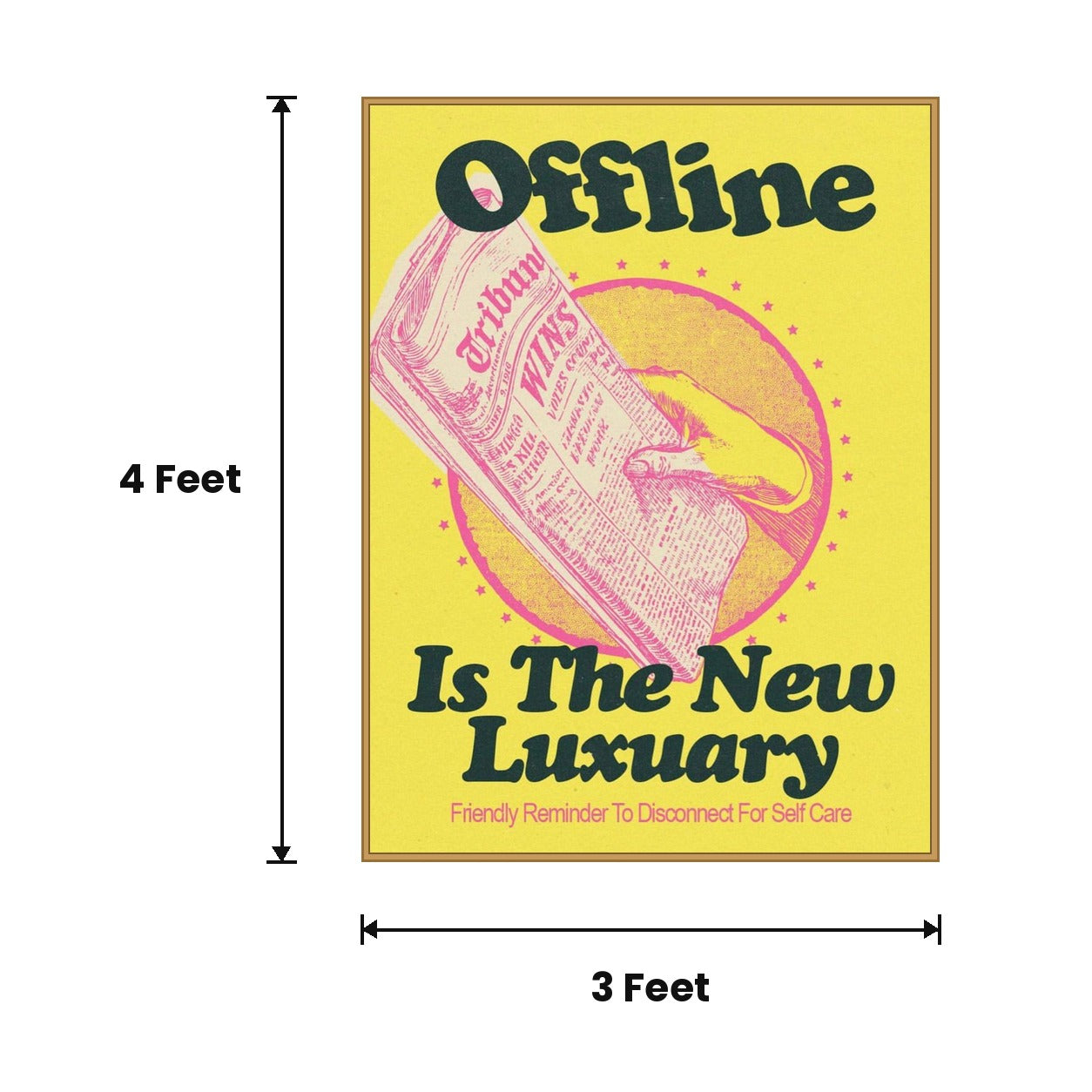 Newspaper Poster Offline Yellow acoustic painting size guide, 4 x 3 ft