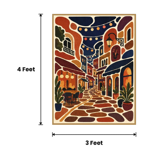 Old Street Cafe Collage acoustic painting size guide, 4 x 3 ft