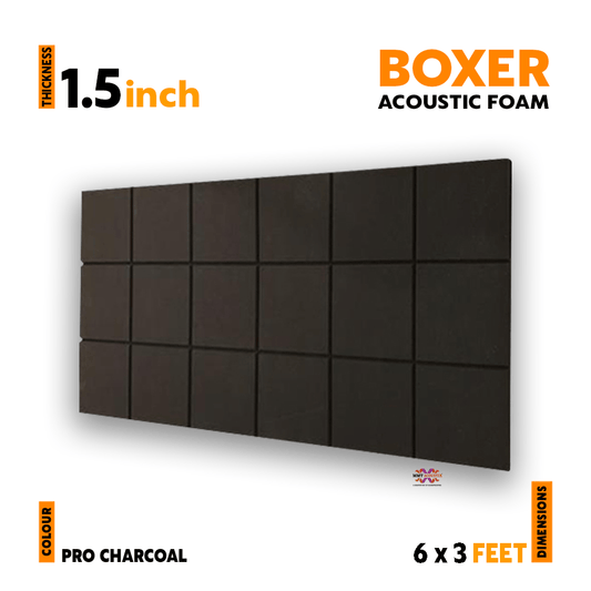 Boxer Acoustic Foam 6x3 ft, Charcoal