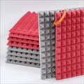 Pyramid Acoustic Foam Panel 1" | 1 X 1 Feet | Stone White & Flame Red