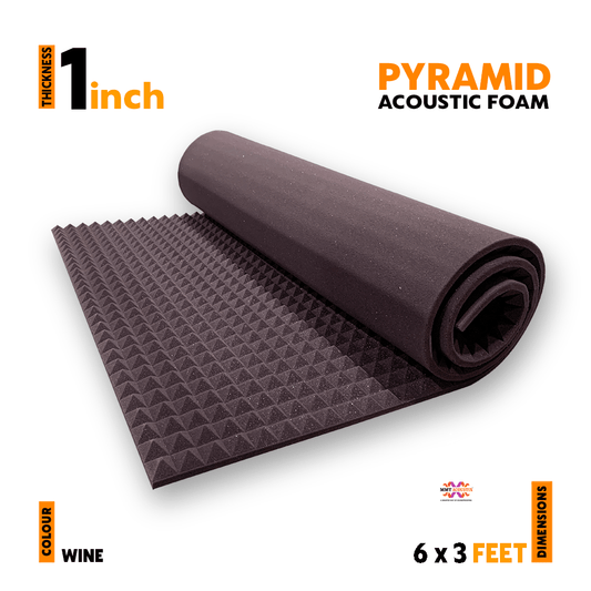 Pyramid Acoustic Foam 1”, 6x3 Ft, Wine