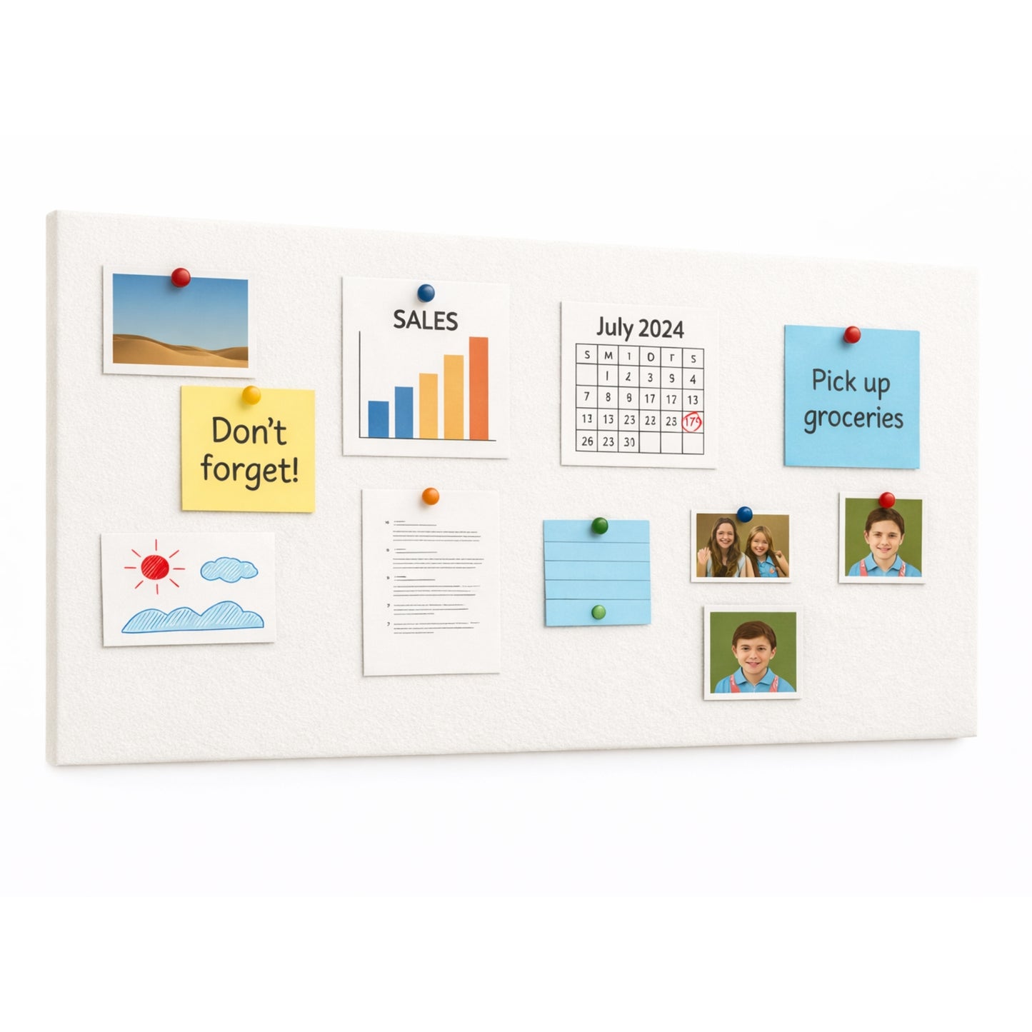FeltPin Bulletin Board 120x60cm | White