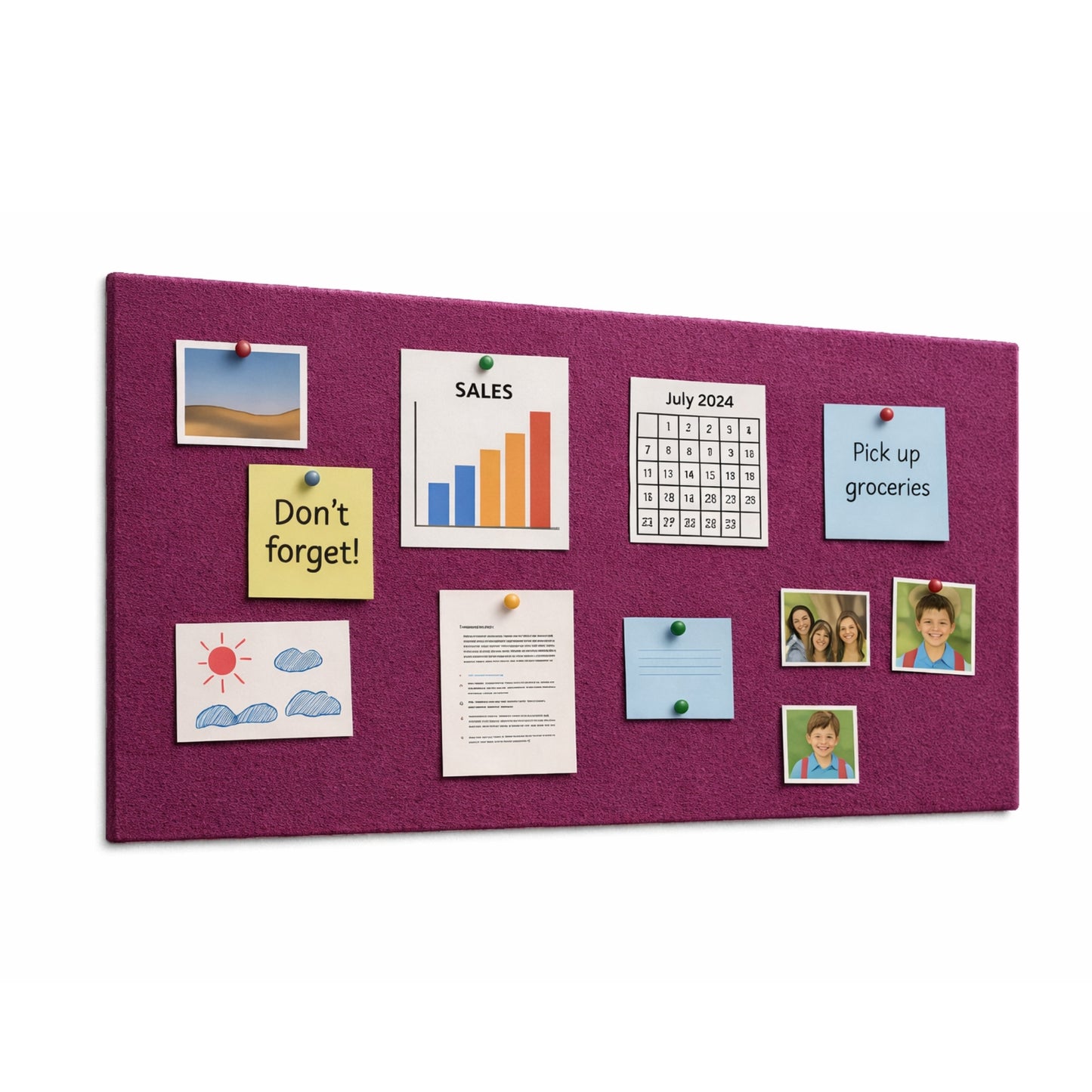 FeltPin Bulletin Board 120x60cm | Berry