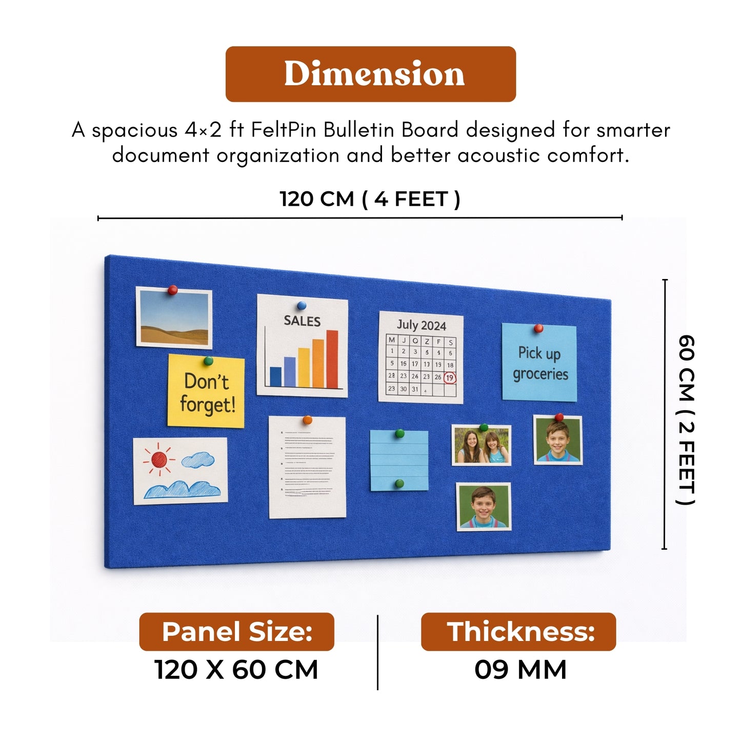 FeltPin Bulletin Board 120x60cm | Iris