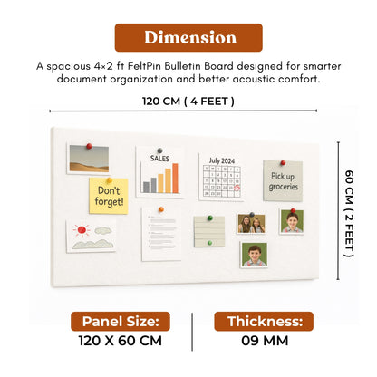 FeltPin Bulletin Board 120x60cm | White