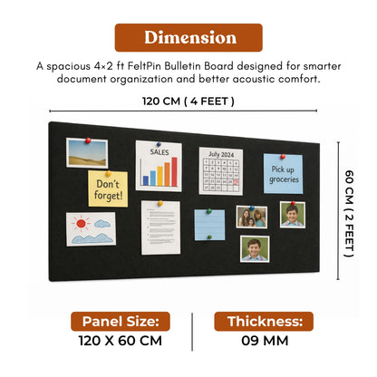 FeltPin Bulletin Board 120x60cm | Piano Black