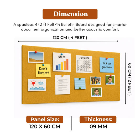 FeltPin Bulletin Board 120x60cm | Mustard