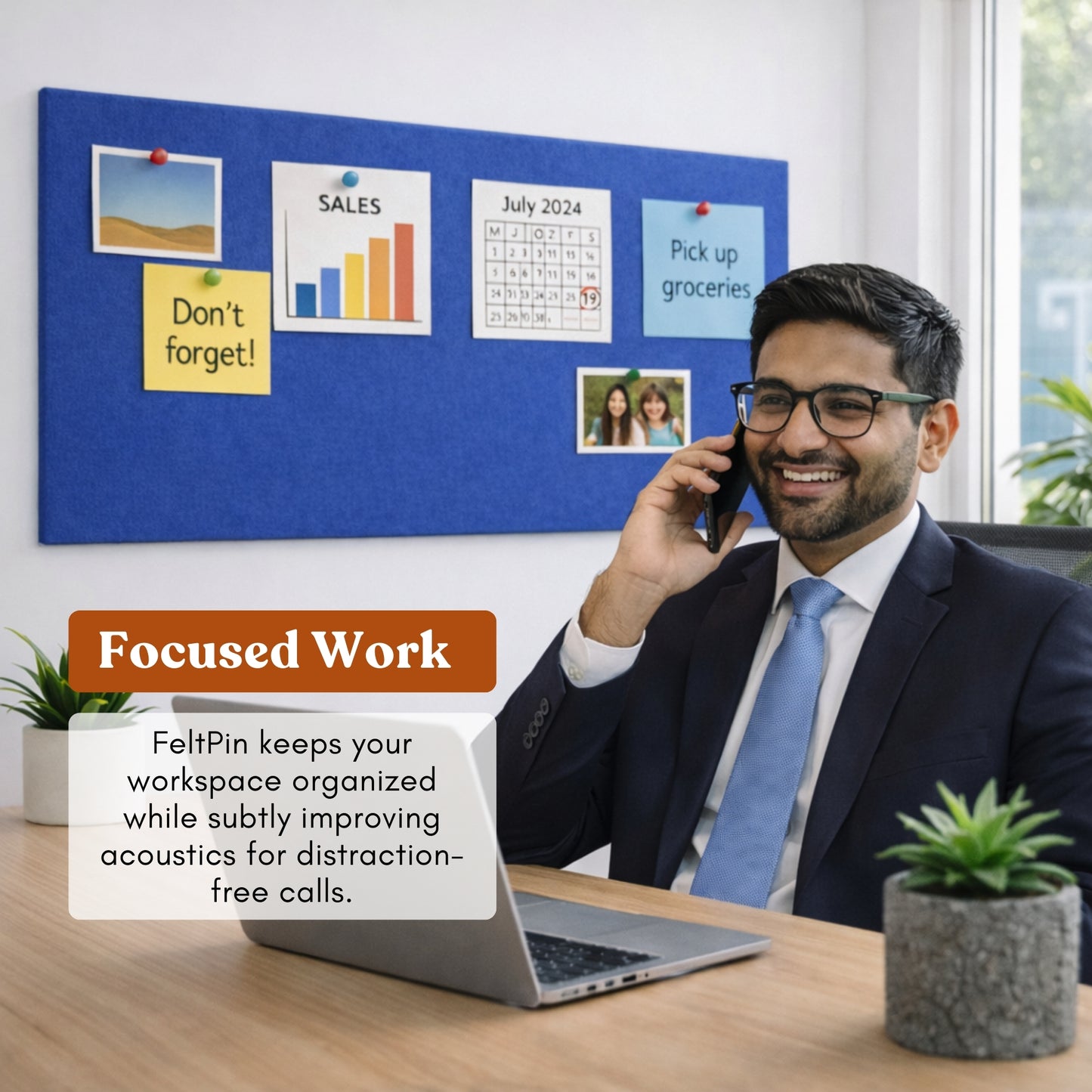 FeltPin Bulletin Board 120x60cm | Iris