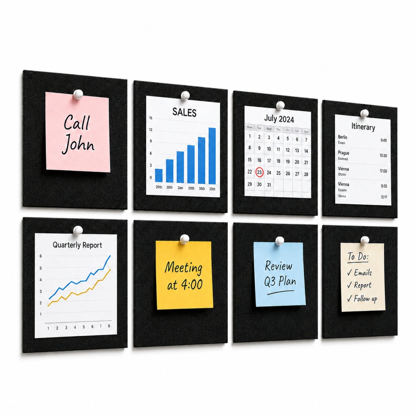 FeltPin Bulletin Board 30x30cm | Piano Black