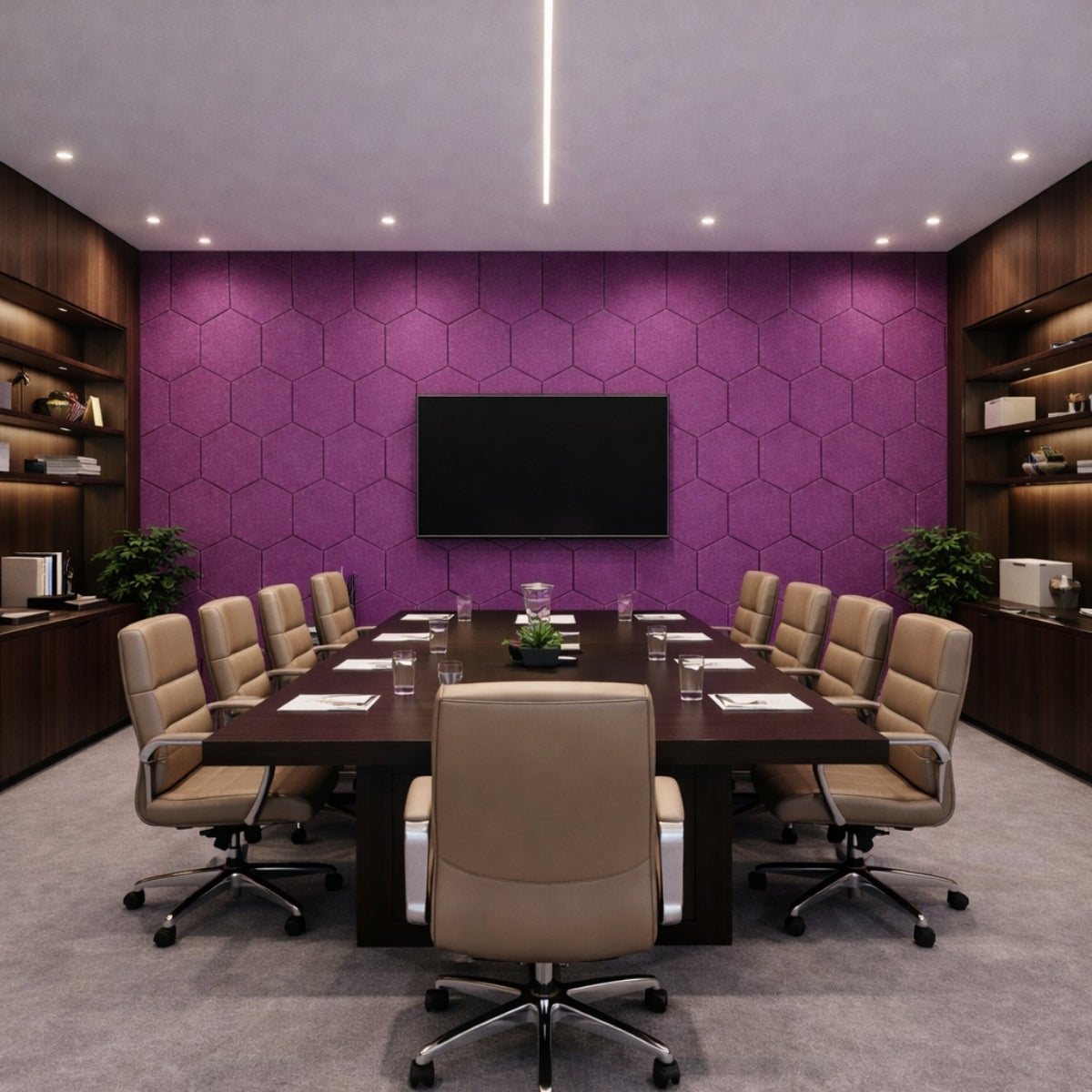 HexaFelt Bevelled Acoustic Panels | Berry | 7 Pcs