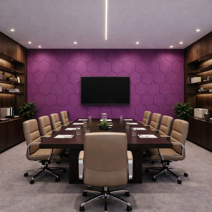 HexaFelt Bevelled Acoustic Panels | Berry | 7 Pcs