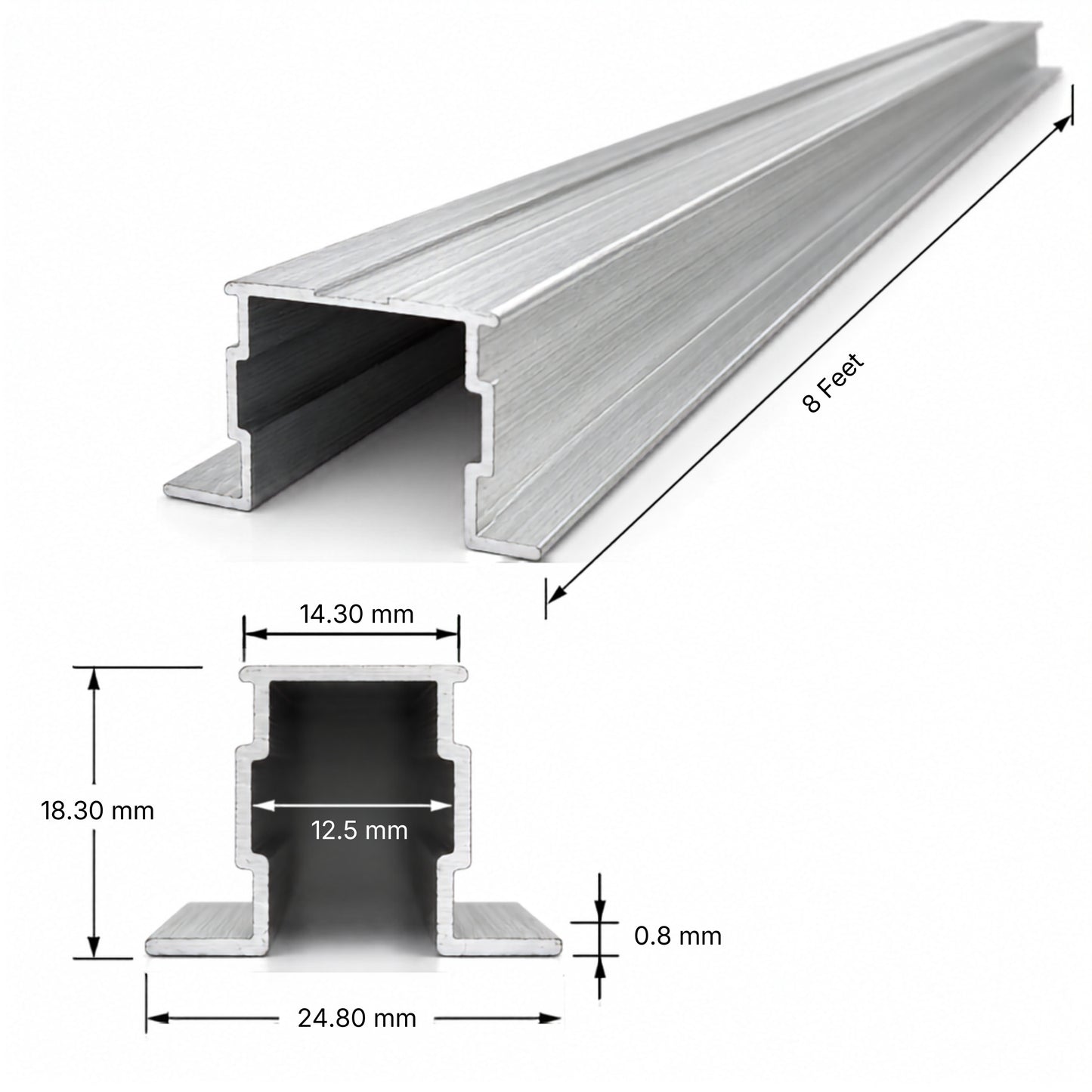Aluminium Channel for Wooden Slat Panels – 8 Feet