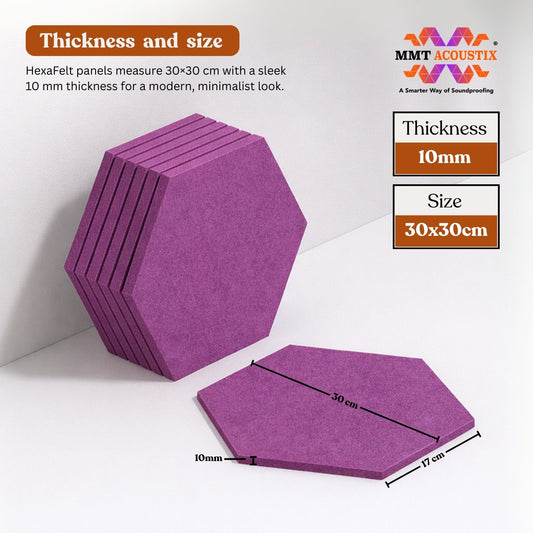 HexaFelt Bevelled Acoustic Panels | Berry | 7 Pcs