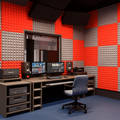 Pyramid Acoustic Foam Panel 1" | 1 X 1 Feet | Stone White & Flame Red