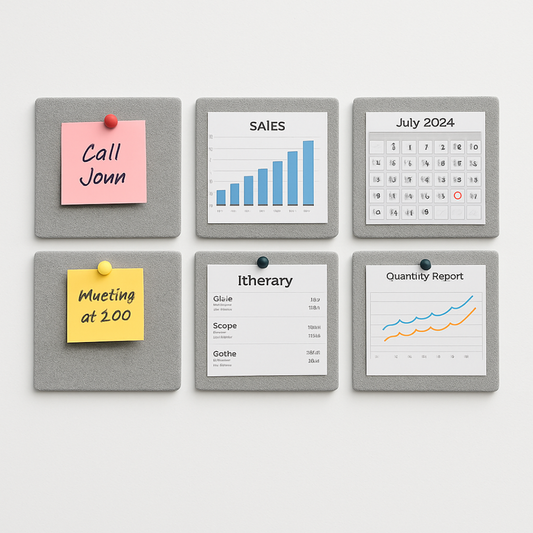 MMT Acoustix® FeltPin 8 Pcs Premium Felt Bulletin Boards for Office, Home & School | Felt Notice Board for Message, Notes, Calendar and Wall Decoration | 30x30cm, Pumice