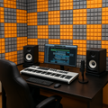 Turbo Acoustic Foam Panel 2" | 1 X 1 Feet | Stone White + MMT Orange