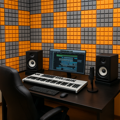 Turbo Acoustic Foam Panel 2" | 1 X 1 Feet | Stone White + MMT Orange