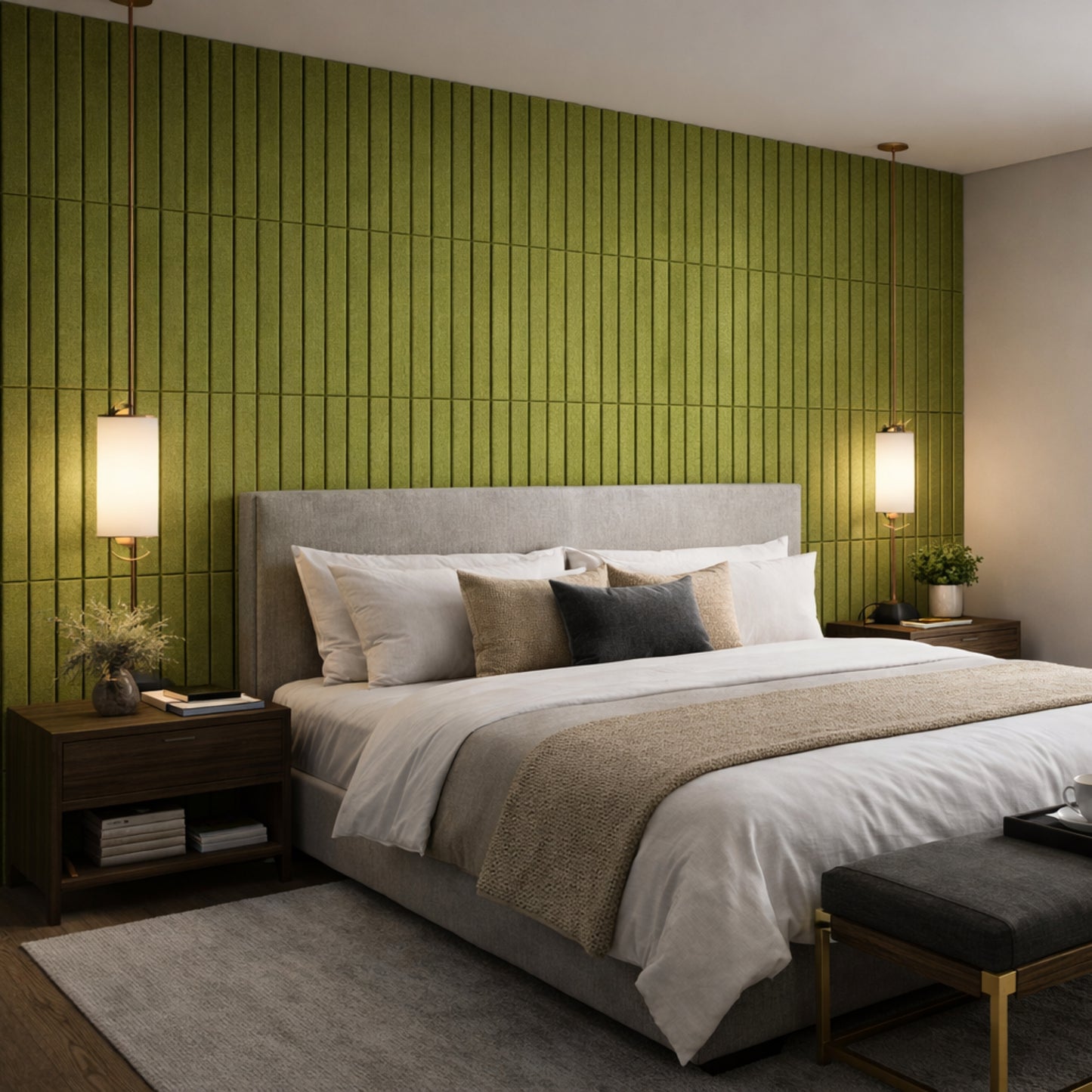 PET Acoustic Panels | 30x30cm Slats | Olive | 8 Pcs