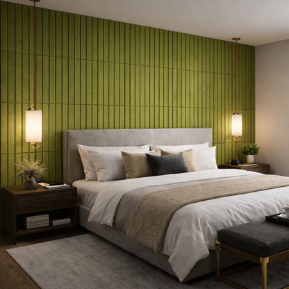PET Acoustic Panels | 30x30cm Slats | Olive | 8 Pcs