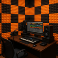 Pyramid Acoustic Foam Panel 1" | 1 X 1 feet | Pro Charcoal & MMT Orange