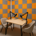 Turbo Acoustic Foam Panel 2" | 1 X 1 Feet | Stone White + MMT Orange
