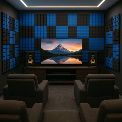 Turbo Acoustic Foam Panel 2" | 1 x 1 Feet | Pro Charcoal & European Blue