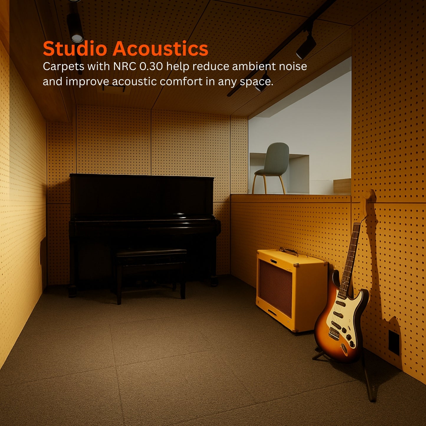 Acoustic Carpet Tiles | 50x50 cm | Slate Grey | 64 Sq Ft