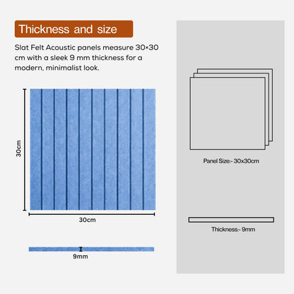 Slats Felt Acoustic Panels 30×30 cm Panels Carolina Set of 8