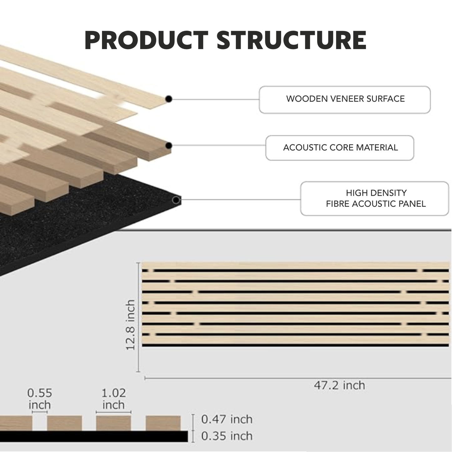 SoundaXe® Fluted Wooden Acoustic Panel, 4x2 Feet, 18mm | Cherry